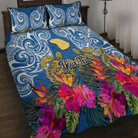 Custom Hawaii Lanai Island Quilt Bed Set Hibiscus Turle and Map with Polynesian Spiral LT03 - Polynesian Pride