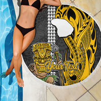 Custom Hawaii Lanai Island Beach Blanket Hawaiian Warrior and Kakau Symbols Abstract Tattoo LT03 - Wonder Print Shop