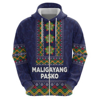 Philippines Merry Christmas Zip Hoodie Maligayang Pasko with Parol and Xmas Pattern Barong Style LT03 - Polynesian Pride