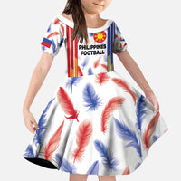 Custom Philippines Champions Football Jersey Family Matching Puletasi and Hawaiian Shirt LT03 Daughter's Dress White - Polynesian Pride