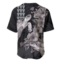 Hawaiian Turtle Love Couple Baseball Jersey - Sweet Hibiscus and Kakau Pattern Grayscale Color LT03 - Polynesian Pride