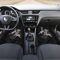 Hawaiian Turtle Love Couple Car Mats - Sweet Hibiscus and Kakau Pattern Grayscale Color