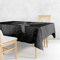 Hawaiian Turtle Love Couple Tablecloth - Sweet Hibiscus and Kakau Pattern Grayscale Color LT03 - Polynesian Pride
