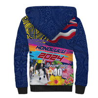 Hawaii Great Aloha Run 40th Anniversary Sherpa Hoodie Hibiscus and Kakau Pattern LT03 - Polynesian Pride