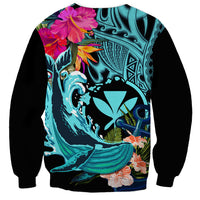 Hawaii Sweatshirt Whale Mix Hibiscus and Kanaka Maoli LT03 - Polynesian Pride