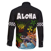 Hawaii Lei Day Family Matching Long Sleeve Bodycon Dress and Hawaiian Shirt Hibiscus Wreath and Polynesian Pattern