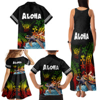 Hawaii Lei Day Family Matching Tank Maxi Dress and Hawaiian Shirt Hibiscus Wreath and Polynesian Pattern LT03 - Polynesian Pride