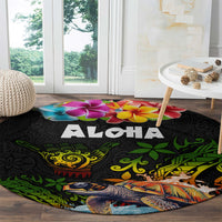 Hawaii Lei Day Round Carpet Hibiscus Wreath and Polynesian Pattern LT03 - Polynesian Pride