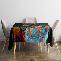 Hawaii Lei Day Tablecloth Hibiscus Wreath and Polynesian Pattern