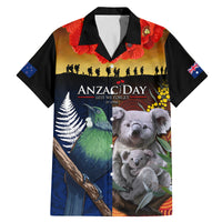 Australia and New Zealand ANZAC Day Family Matching Mermaid Dress and Hawaiian Shirt Tui Bird and Koala mix Maori and Aboriginal Pattern LT03 Dad's Shirt - Short Sleeve Black - Polynesian Pride
