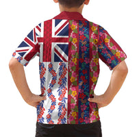 Hawaiian Lei Family Matching Off Shoulder Maxi Dress and Hawaiian Shirt National Flag Striped Style