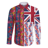 Hawaiian Lei Family Matching Summer Maxi Dress and Hawaiian Shirt National Flag Striped Style LT03 Dad's Shirt - Long Sleeve Red - Polynesian Pride