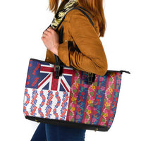 Hawaiian Lei Leather Tote Bag National Flag Striped Style LT03 Red - Polynesian Pride