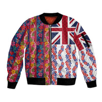 Hawaiian Lei Sleeve Zip Bomber Jacket National Flag Striped Style LT03 Unisex Red - Polynesian Pride