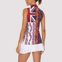 Hawaiian Lei Women Sleeveless Polo Shirt National Flag Striped Style