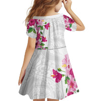 Hawaiian Hibiscus and Art Polynesian Tattoo Family Matching Off Shoulder Maxi Dress and Hawaiian Shirt White Color