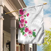 Hawaiian Hibiscus and Art Polynesian Tattoo Garden Flag White Color