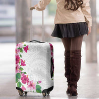 Hawaiian Hibiscus and Art Polynesian Tattoo Luggage Cover White Color