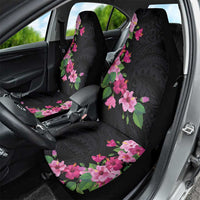 Hawaiian Hibiscus and Art Polynesian Tattoo Car Seat Cover Black Color