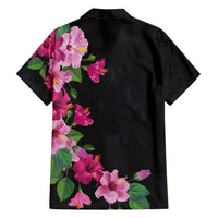 Hawaiian Hibiscus and Art Polynesian Tattoo Family Matching Summer Maxi Dress and Hawaiian Shirt Black Color