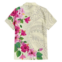 Hawaiian Hibiscus and Art Polynesian Tattoo Family Matching Summer Maxi Dress and Hawaiian Shirt Beige Color LT03 - Polynesian Pride