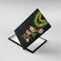Hawaiian Lei Plumeria and Tropical Leaves Canvas Wall Art Watercolor Style