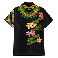 Hawaiian Lei Plumeria and Tropical Leaves Family Matching Puletasi and Hawaiian Shirt Watercolor Style