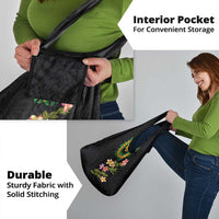 Hawaiian Lei Plumeria and Tropical Leaves Grocery Bag Watercolor Style