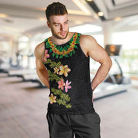 Hawaiian Lei Plumeria and Tropical Leaves Men Tank Top Watercolor Style