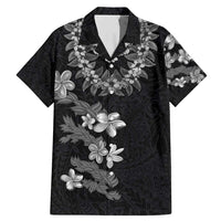 Hawaiian Lei Plumeria and Tropical Leaves Family Matching Mermaid Dress and Hawaiian Shirt Watercolor Style-Grayscale
