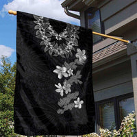 Hawaiian Lei Plumeria and Tropical Leaves Garden Flag Watercolor Style-Grayscale