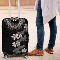 Hawaiian Lei Plumeria and Tropical Leaves Luggage Cover Watercolor Style-Grayscale