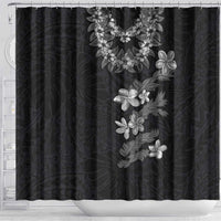 Hawaiian Lei Plumeria and Tropical Leaves Shower Curtain Watercolor Style-Grayscale LT03 - Polynesian Pride