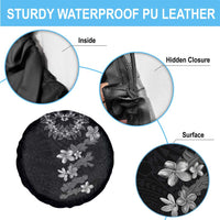 Hawaiian Lei Plumeria and Tropical Leaves Spare Tire Cover Watercolor Style-Grayscale