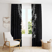 Hawaiian Lei Plumeria and Tropical Leaves Window Curtain Watercolor Style-Grayscale LT03 - Polynesian Pride