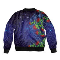 Matariki New Zealand Maori and Pohutukawa Bomber Jacket Galaxy Blue Sky Style