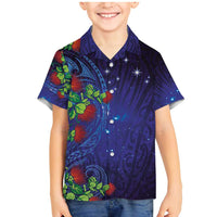 Matariki New Zealand Maori and Pohutukawa Family Matching Mermaid Dress and Hawaiian Shirt Galaxy Blue Sky Style