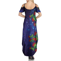 Matariki New Zealand Maori and Pohutukawa Family Matching Summer Maxi Dress and Hawaiian Shirt Galaxy Blue Sky Style