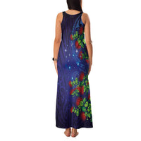Matariki New Zealand Maori and Pohutukawa Family Matching Tank Maxi Dress and Hawaiian Shirt Galaxy Blue Sky Style