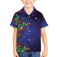 Matariki New Zealand Maori and Pohutukawa Hawaiian Shirt Galaxy Blue Sky Style LT03 - Polynesian Pride