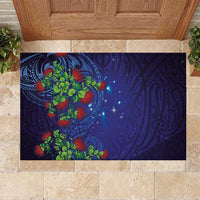 Matariki New Zealand Maori and Pohutukawa Rubber Doormat Galaxy Blue Sky Style