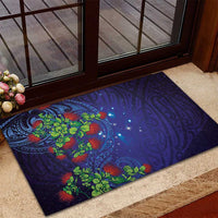 Matariki New Zealand Maori and Pohutukawa Rubber Doormat Galaxy Blue Sky Style