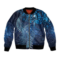 Matariki New Zealand Maori Silver Fern Bomber Jacket Galaxy Blue Sky Style