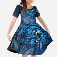 Matariki New Zealand Maori Silver Fern Family Matching Long Sleeve Bodycon Dress and Hawaiian Shirt Galaxy Blue Sky Style