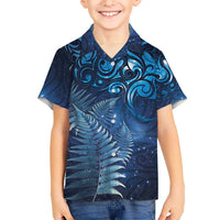 Matariki New Zealand Maori Silver Fern Kid Hawaiian Shirt Galaxy Blue Sky Style
