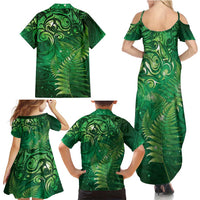 Matariki New Zealand Maori Silver Fern Family Matching Summer Maxi Dress and Hawaiian Shirt Galaxy Green Sky Style