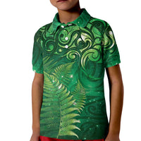 Matariki New Zealand Maori Silver Fern Kid Polo Shirt Galaxy Green Sky Style