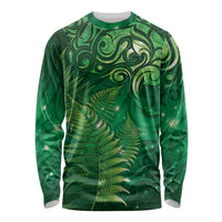 Matariki New Zealand Maori Silver Fern Long Sleeve Shirt Galaxy Green Sky Style