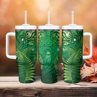 Matariki New Zealand Maori Silver Fern Tumbler With Handle Galaxy Green Sky Style