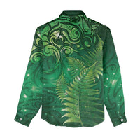Matariki New Zealand Maori Silver Fern Women Casual Shirt Galaxy Green Sky Style